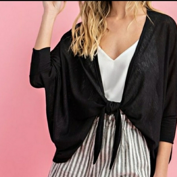 Front Tie Loose Fit Cardigan - Picture 4 of 4